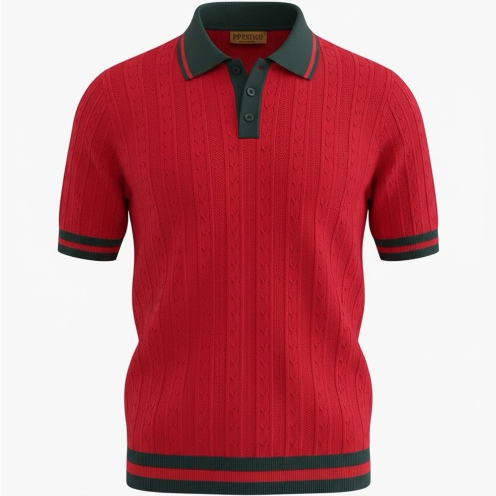 Prestige Original luxury Cable-Knit Polo Shirt 2XL